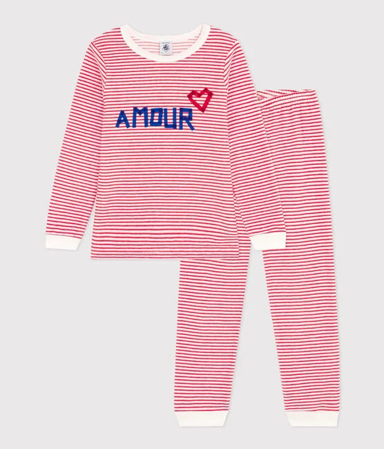Red and White Striped Unisex Velour Pyjamas