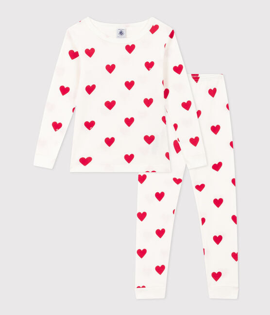 slim fit cotton red hearts pyjamas