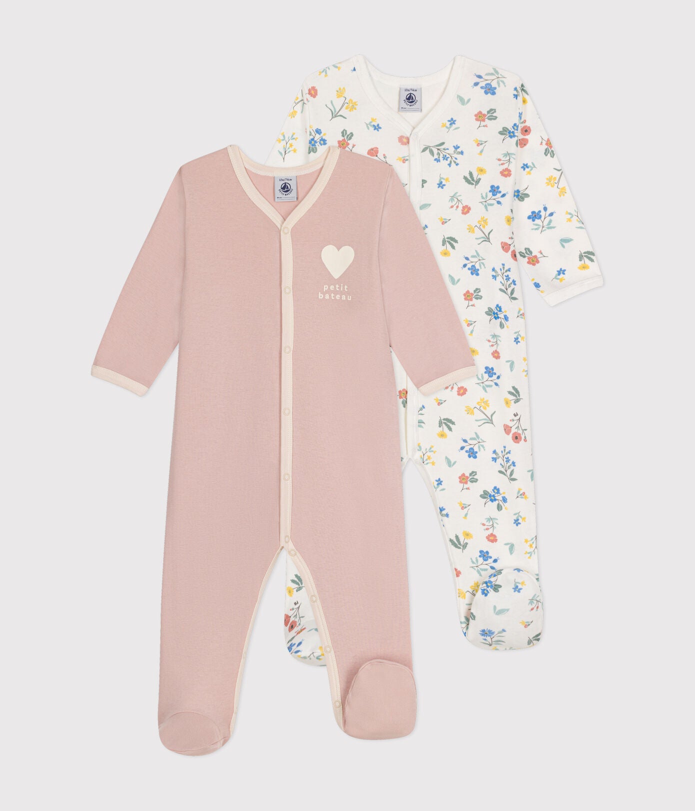 2 PACK FLORAL AND HEARTS COTTON PYJAMAS