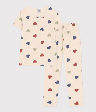 MULTICOLOR HEART SHORT SLEEVE AND LONG PANTS PYJAMAS