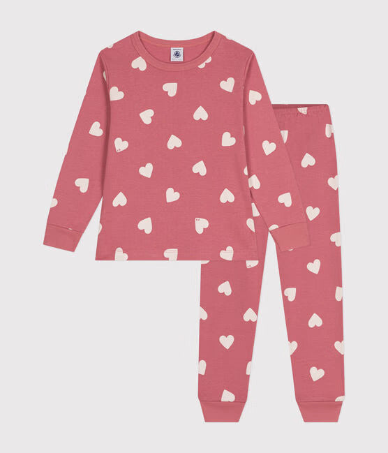 CHILDRENS SLIM FIT COTTON HEART PYJAMAS