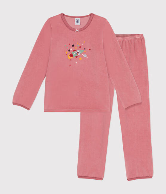 GIRLS SPACE VELOUR PAJAMAS
