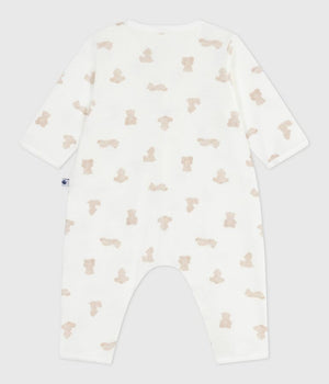 BABY FOOTLESS COTTON PYJAMAS WITH BEAR PRINT