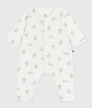 BABY FOOTLESS COTTON PYJAMAS WITH BEAR PRINT