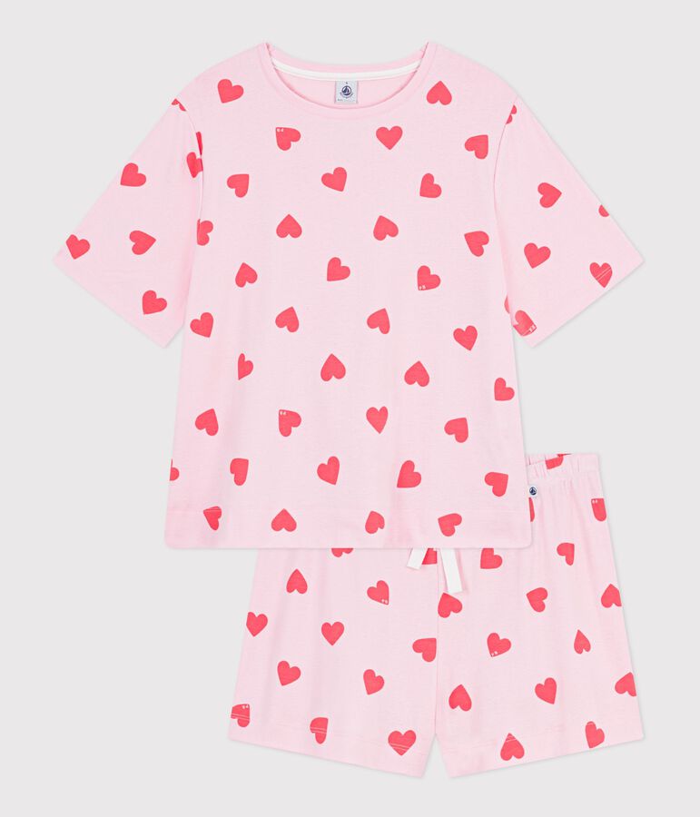 COTTON SHORT PYJAMA WITH HEART PRINT