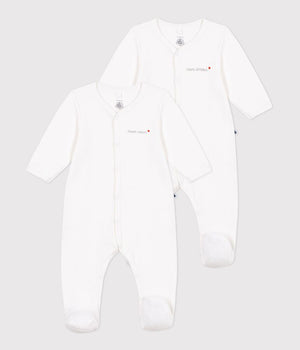 SET OF PLAIN VELOUR BABY PYJAMAS