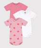 SET OF SHORT SLEEVE BODYSUITS IN HEART PRINT