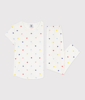 COTTON PYJAMAS SHORT-SLEEVES LONG LEGS WITH HEARTS