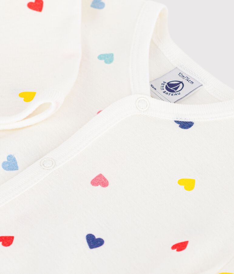 FOOTLESS SLEEPSUIT WITH HEART PRINT