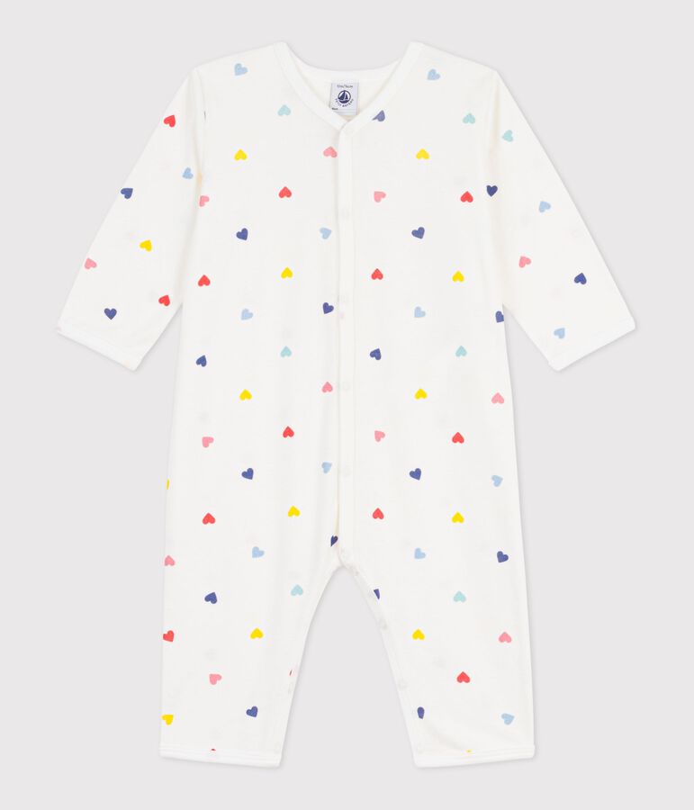 FOOTLESS SLEEPSUIT WITH HEART PRINT