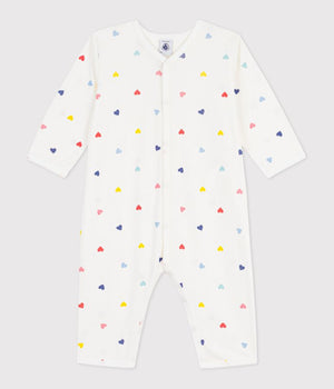 FOOTLESS SLEEPSUIT WITH HEART PRINT