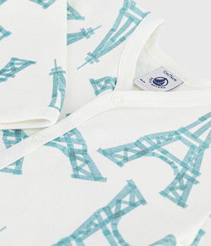 FOOTLESS SLEEPSUIT WITH EIFFEL TOWER PRINT