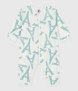 FOOTLESS SLEEPSUIT WITH EIFFEL TOWER PRINT