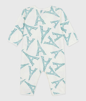 FOOTLESS SLEEPSUIT WITH EIFFEL TOWER PRINT