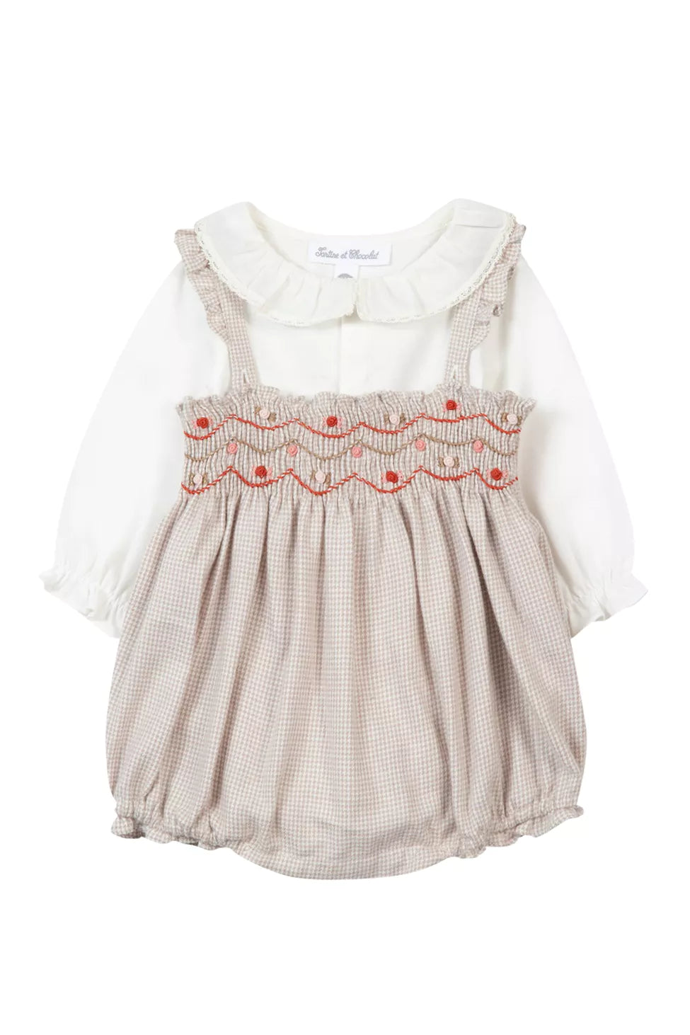 Tartine et Chocolat outfit with pink Embroidered