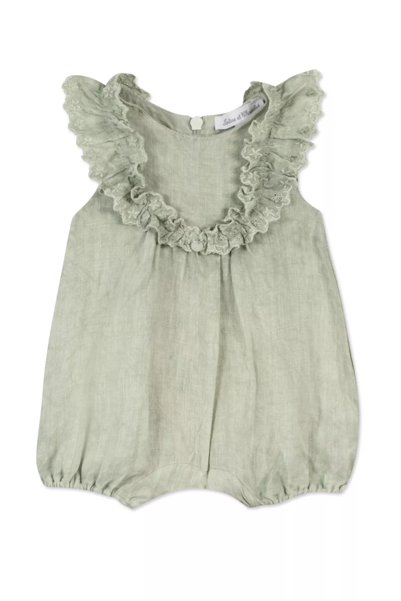 Tartine et Chocolat Green Linen Jumpsuit