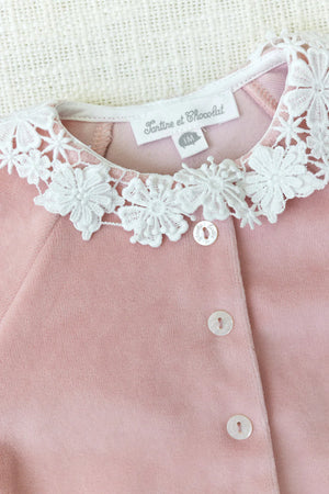 tartine et chocolat Velvet Pink Collar lace