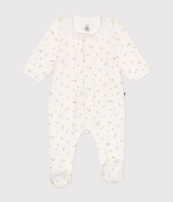 WHITE FLORAL VELOUR PAJAMAS