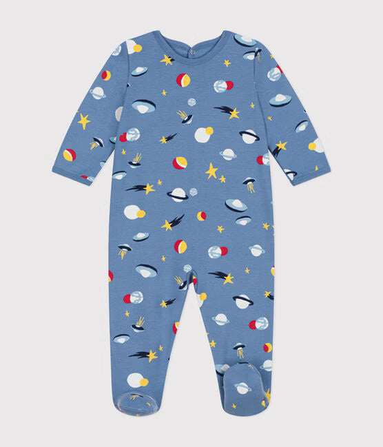 BLUE SPACE PRINT FLEECE PAJAMAS