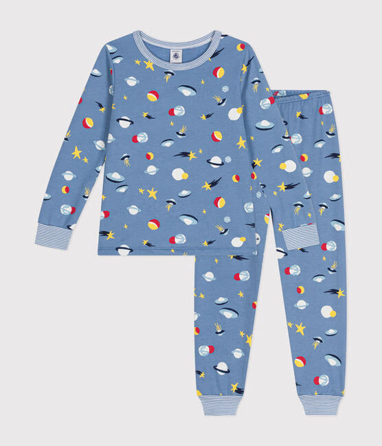 CHILDRENS SPACE PRINT FLEECE PAJAMAS