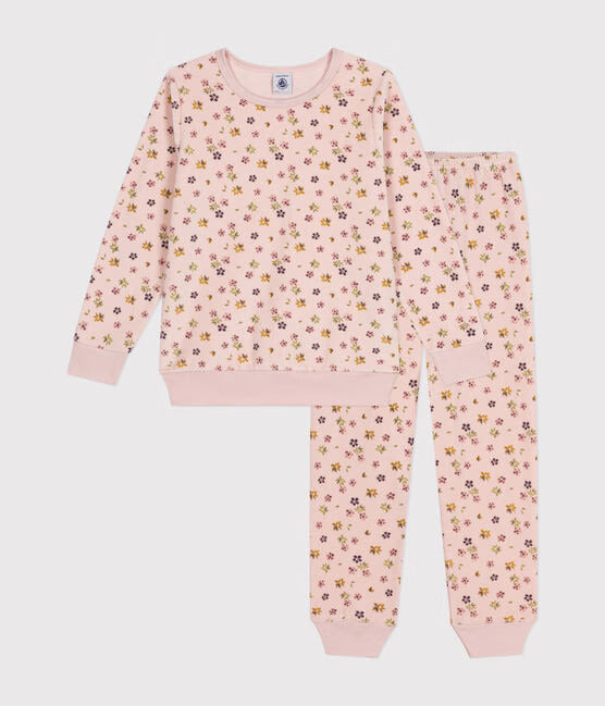 GIRLS FLOWER PRINT VELOUR PAJAMAS