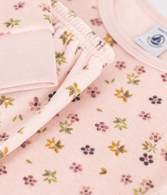 GIRLS FLOWER PRINT VELOUR PAJAMAS