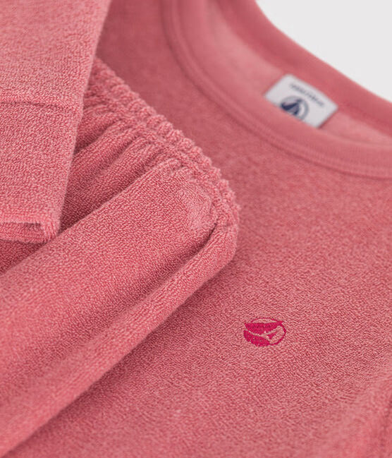 CHILDRENS PLAIN PINK TERRYCLOTH PAJAMAS