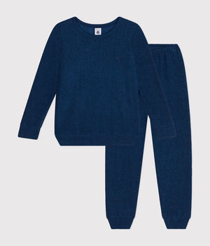 CHILDRENS PLAIN BLUE TERRYCLOTH PAJAMAS