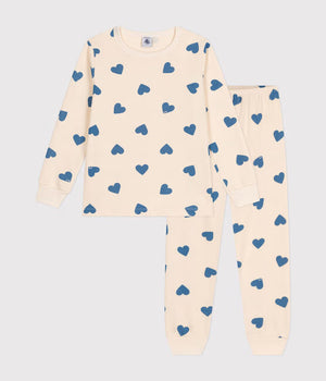 CHILDRENS BLUE HEARTS FLEECE PAJAMAS