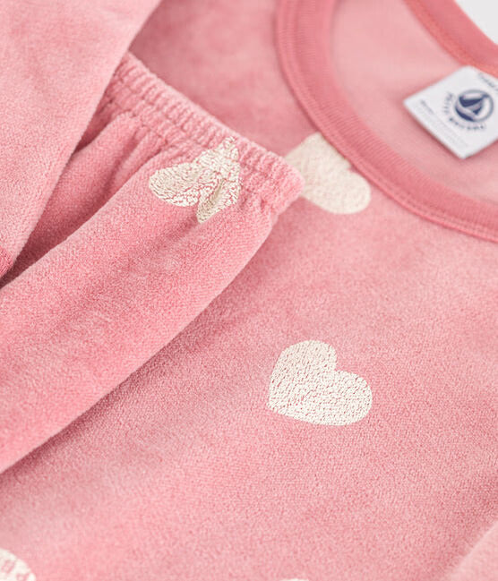 GIRLS ROSE HEART VELOUR PAJAMAS