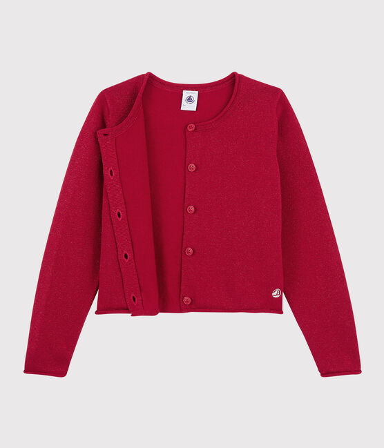 Girl's Red Knit Cardigan