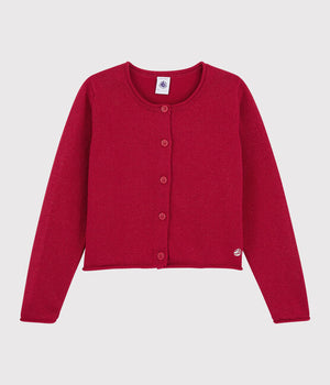 Girl's Red Knit Cardigan