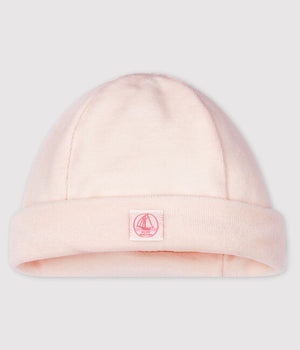 PINK VELOUR BABY HAT WITH LOGO