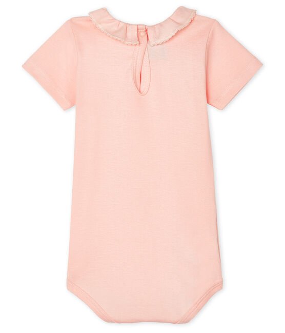 SHORT SLEEVES PINK BODYSUIT WITH COLLAR