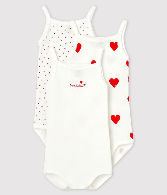 3 pack sleeveless red heart bodysuits