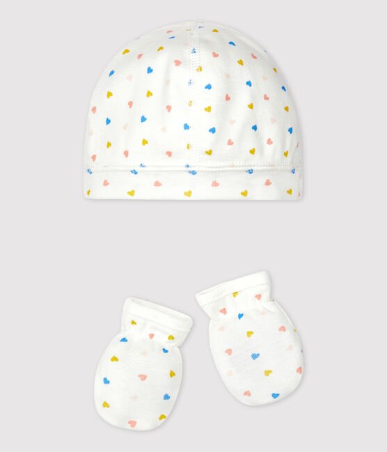Hat and gloves set - multicolor hearts