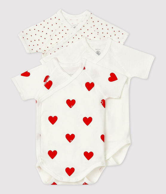 3 pack short sleeve crossover red heart bodysuit