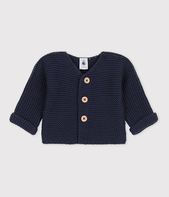 NAVY KNIT COTTON CARDIGAN