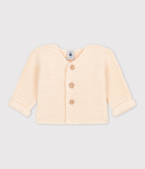 BEIGE KNIT COTTON CARDIGAN