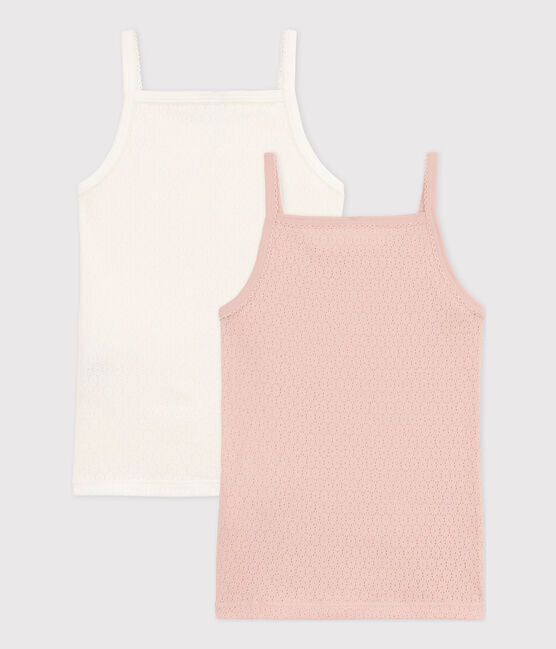 2 PACK PINK AND WHITE SLEEVELESS UNDERSHIRTS